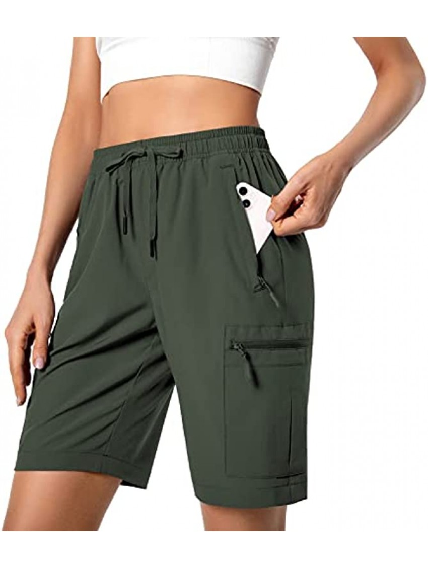 Women's Lightweight Hiking Cargo Shorts Quick Dry Athletic Shorts for Camping Travel Golf with Zipper Pockets Water Resistant