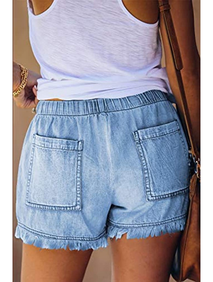 YOCUR Womens Lightweight Shorts Casual Baggy Trendy Short Pants Elastic Waist Drawstring Comfy Paperbag Shorts