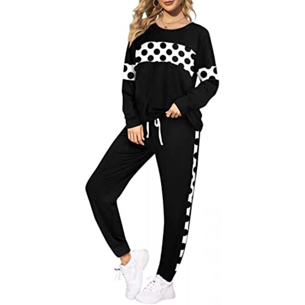 FACAIAFALO Lounge Sets Womens 2 Pieces Long Sleeve Loungewear Sweatsuit Sets Crewneck Outfits Workout Athletic Tracksuits