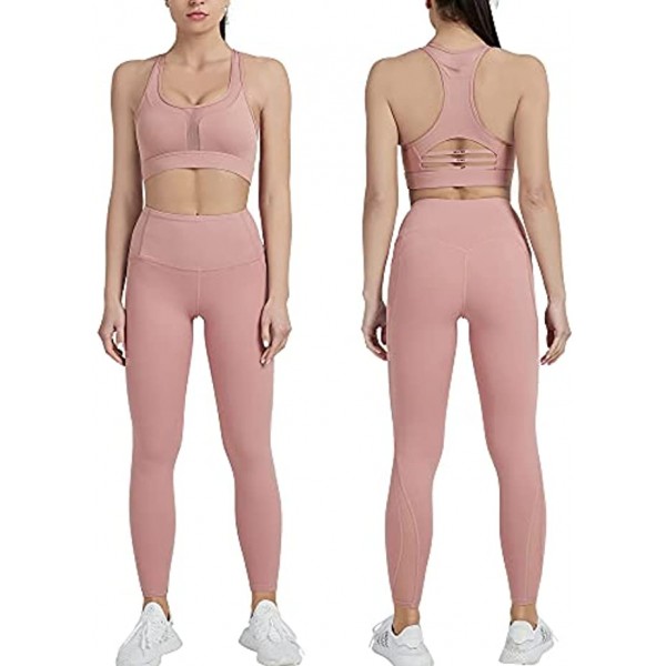 JULY'S SONG Workout Set for Women 2 Pieces Matching Sport Bra Leggings Clothes for Yoga Gym Exercise