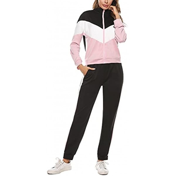 Kvswiu Womens 2 Piece Sweat suit Casual Long Sleeve Outfits Full Zip Up Tracksuit Drawstring Jogger Sets with Pockets