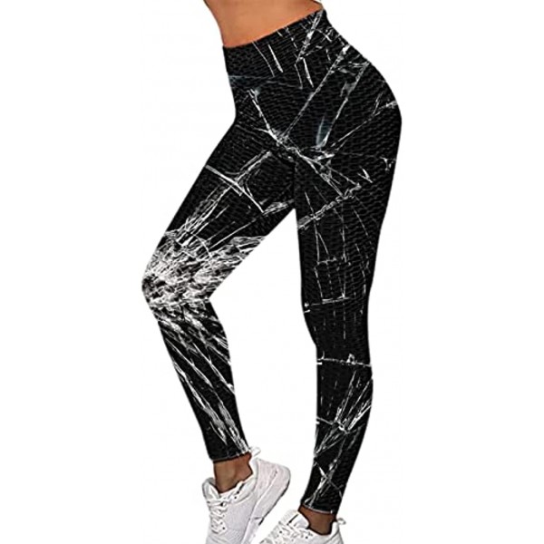 Leggings Yoga Pants for Women High Waist Tummy Control Booty Bubble Hip Lifting Workout Running Tights Jogger