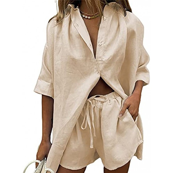 Lounge Outfits for Women 2 Piece Set Summer Casual Oversized T-Shirt Tops and Drawstring Pockets Shorts
