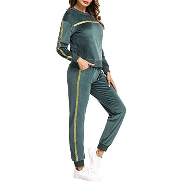 Sykooria Women's Velour Sweatsuits Sets 2 Piece Outfits Tracksuit Long Sleeve Pullover and Sweatpants Sport Suits