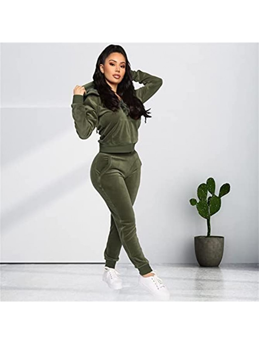 Women Plus Size Sweatsuit Clothing Set 2 Piece Tracksuit Loungewear with Pockets