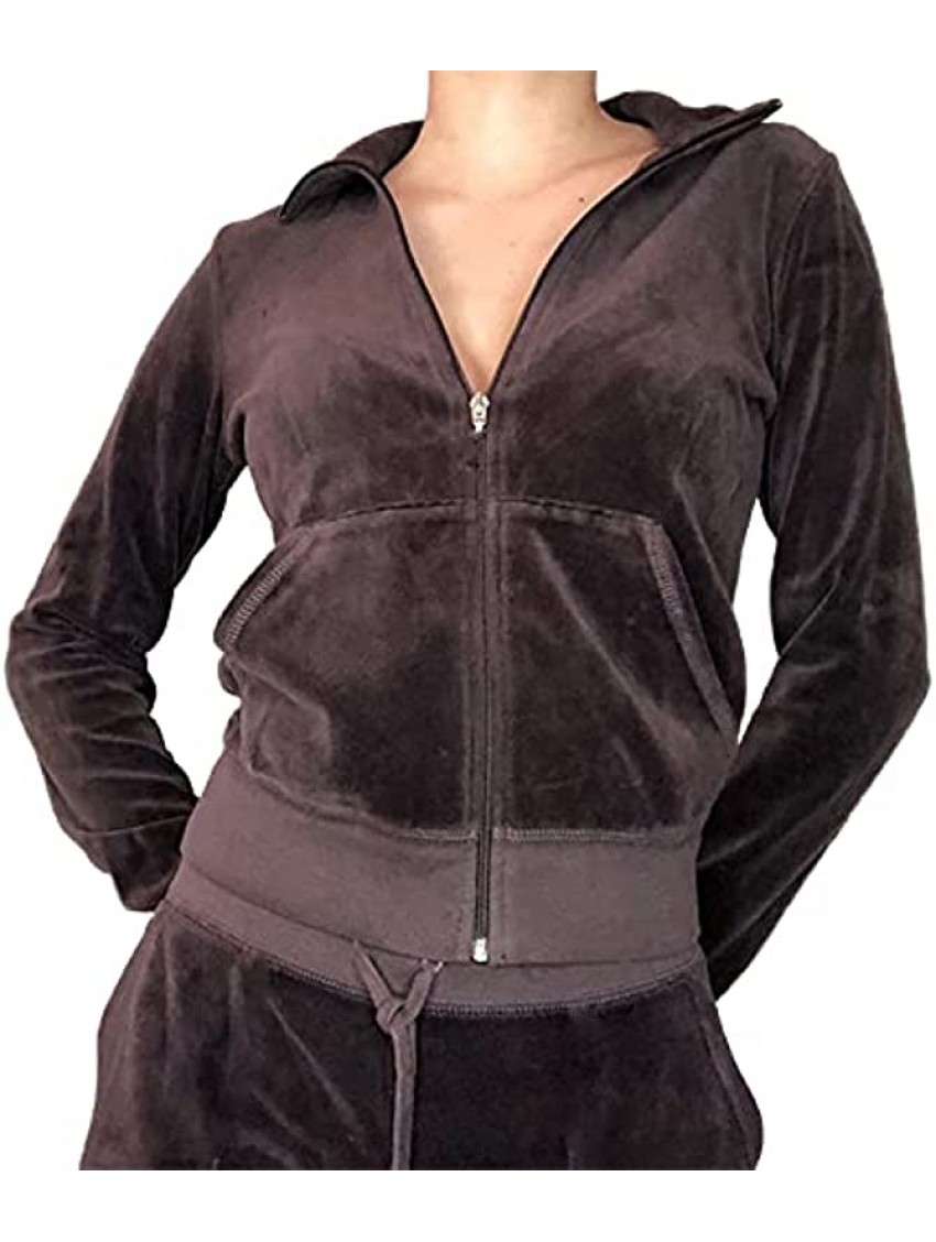 Women Velvet Tracksuit Set Velour Long Sleeve Zipper Crop Top High Waisted Flare Sweatpants 2 Piece Sweatsuit