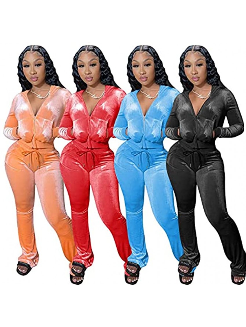Womens 2 Piece Outfits Sweatsuits Zip-up Hoodie Casual Jogger Set Tracksuit Set with Pockets