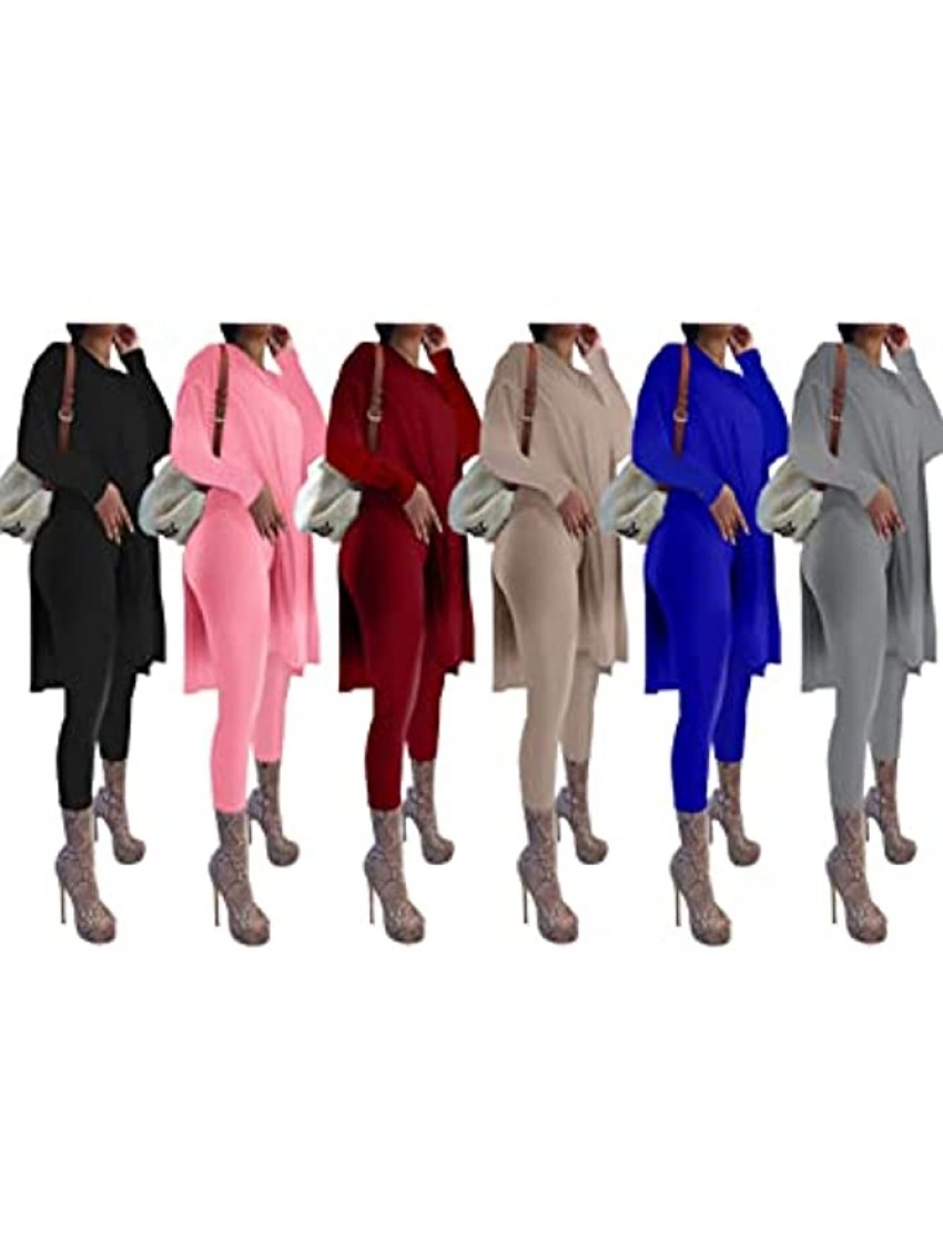 Womens Casual Two Piece Plus Size Outfits Long Sleeve Tunic Tops Pants Sweatsuit Set Oversized Athletic Tracksuits