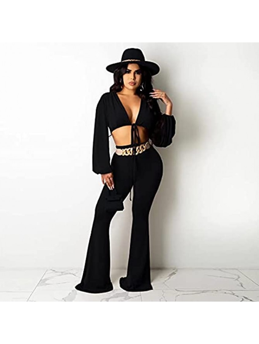 Womens Sexy Pullover Hoodie Two Piece Outfits Long Sleeve Crop Top Bodycon Long Pants Workout Tracksuits