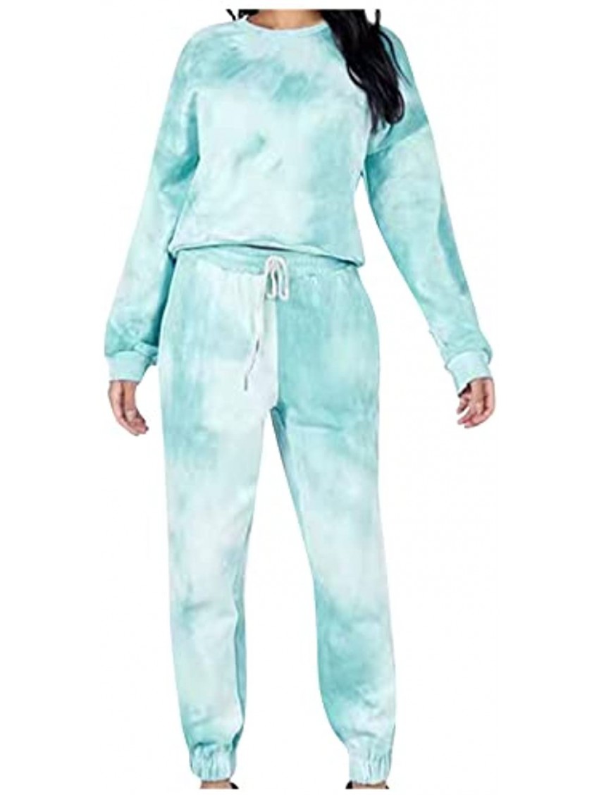 Women's Tie Dye Jogger Outfit Sweatsuit Set 2 Pcs Long Sleeve Pullover and Drawstring Sweatpants Sport Outfits Sets