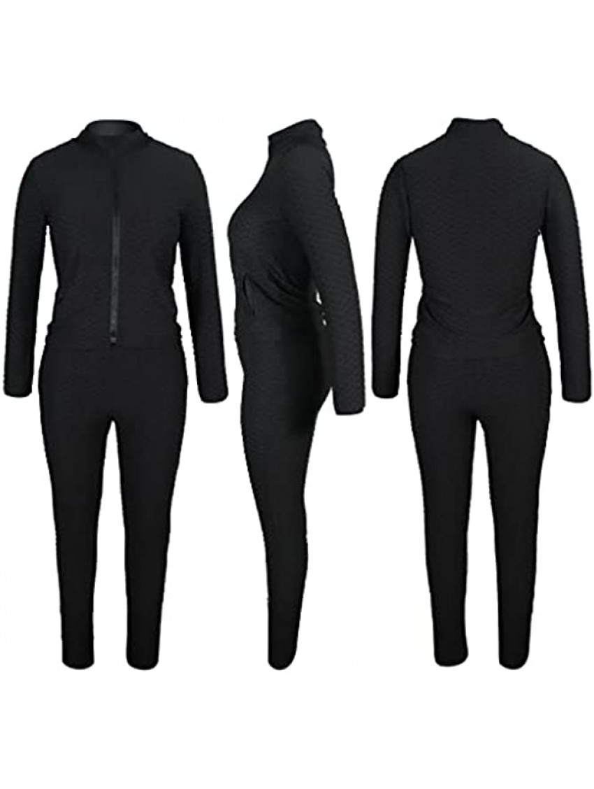 Women's Two Piece Tracksuit Set Long Sleeve Zipper Hoodie Jacket with Sweatpants Sweatsuit Jogger Workout Set