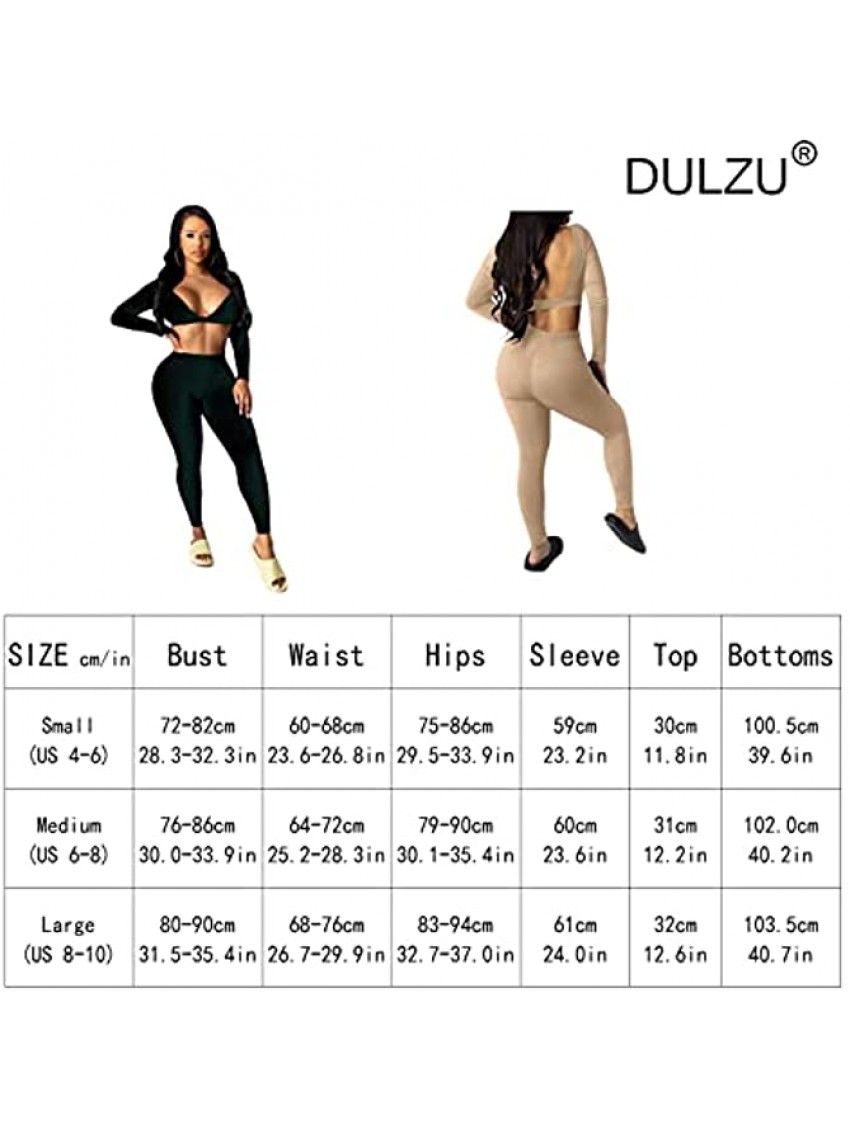 Women's Workout Outfit 2 Pieces Long Sleeve V Neck Crop Top High Waist Bodycon Yoga Leggings Gym Clothes Set Tracksuits