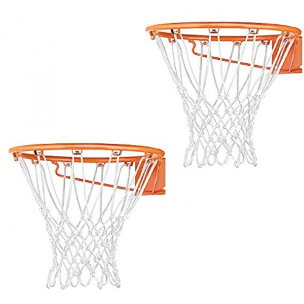 Basketball net 2 Pack 12 Loops Replacement Thicker Ropes Weaved All Weather Endurable White Environment Friendly Polypropylene Fiber Suitable for School Court Playground Gym Basketball Stands Rim