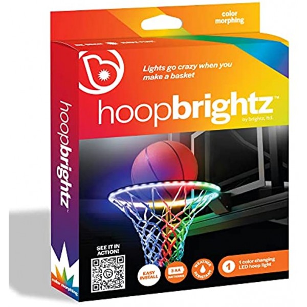 Brightz HoopBrightz LED Basketball Rim Light Color Morphing Motion Sensing Light for Basket Ball Rim Changes Colors and Patterns When You Score Fun Night Time Basketball with Boys Girls Teens