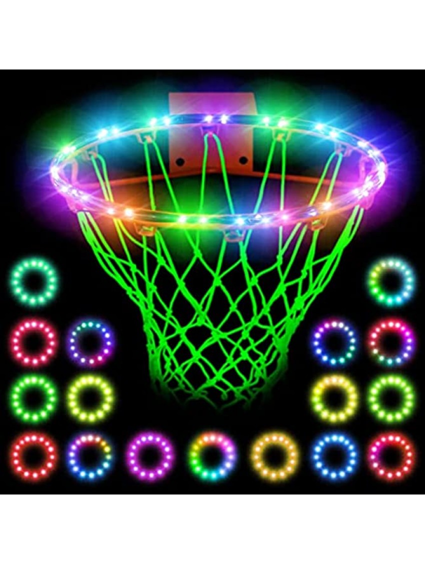 Civaner LED Basketball Hoop Light Nightlight Basketball Net Waterproof Remote Control Basketball Rim Light Glow in The Dark Basketball Net for Sport Training