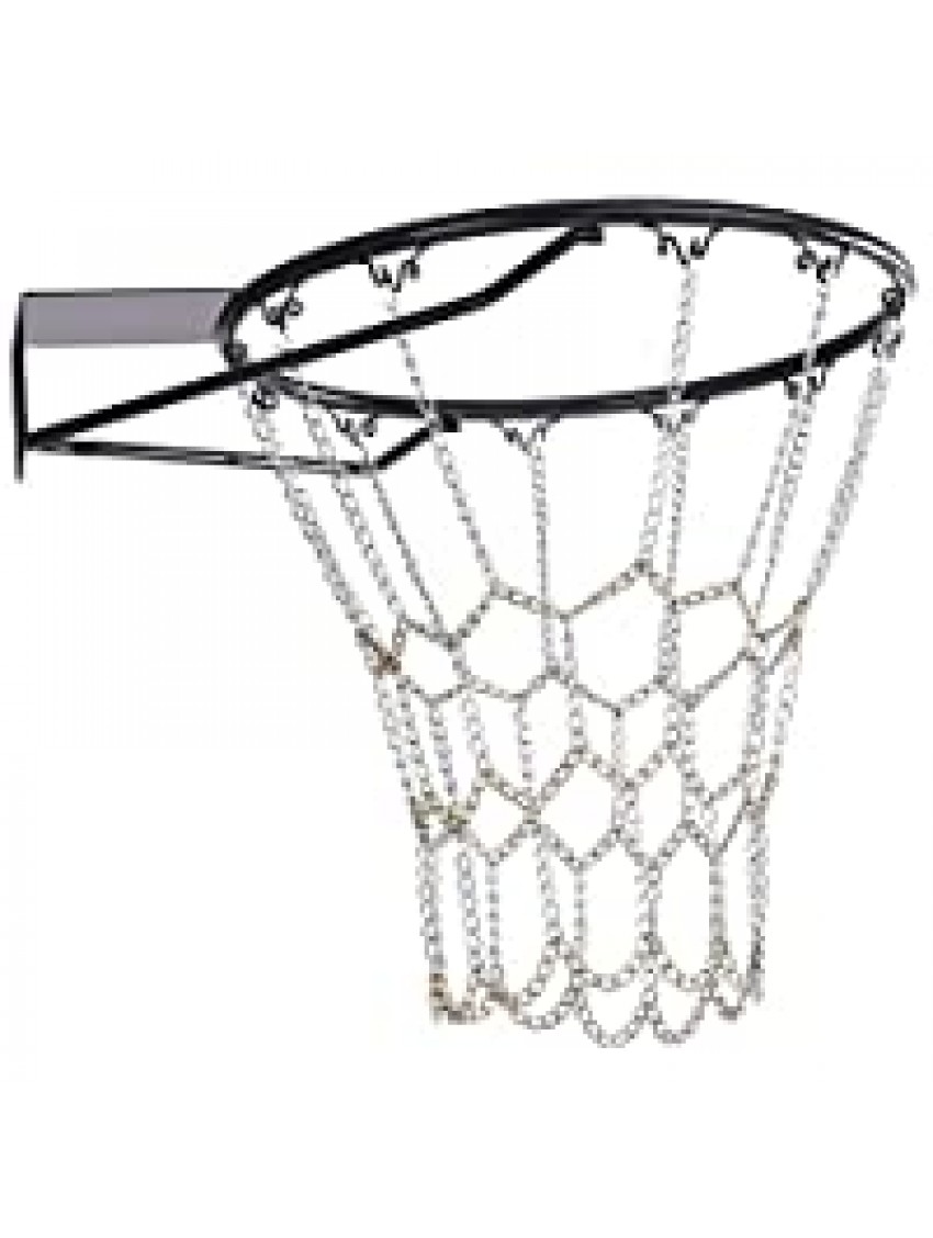 Galvanized Steel Chain Basketball Net Chain Goal Basketball Net Replacement Heavy Duty 12 Hooks Basketball Net Hoops for Outdoor Indoor Standard Training Sports Goods