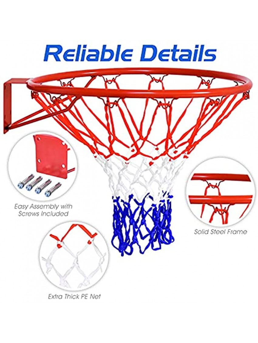 Goplus Basketball Rim Net Basketball Hoop Wall Door Mounted Indoor Outdoor Hanging 18