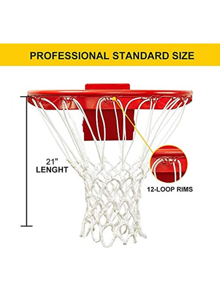 PROGOAL Professional Basketball Net Replacement,Heavy Duty Thick Net Fits Standard Indoor and Outdoor 12-Loop Rims Red&White Standard Size