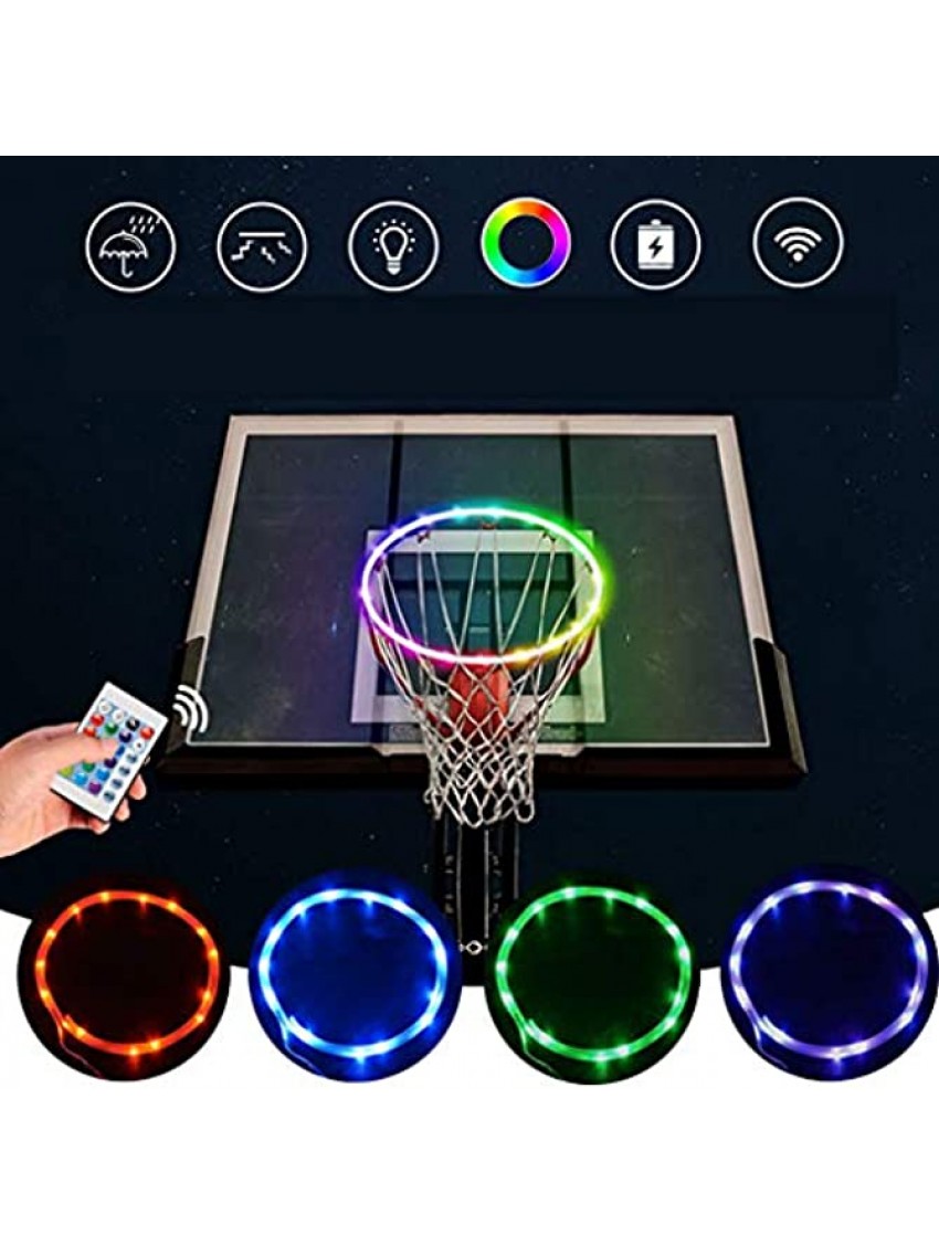 Wenosda LED Basketball Hoop Lights,Remote Control Basketball Rim Ring Light,Change 16 Colors Waterproof String Lights,Bright to Play at Night Outdoors,Playing Training Games for Kids Adults