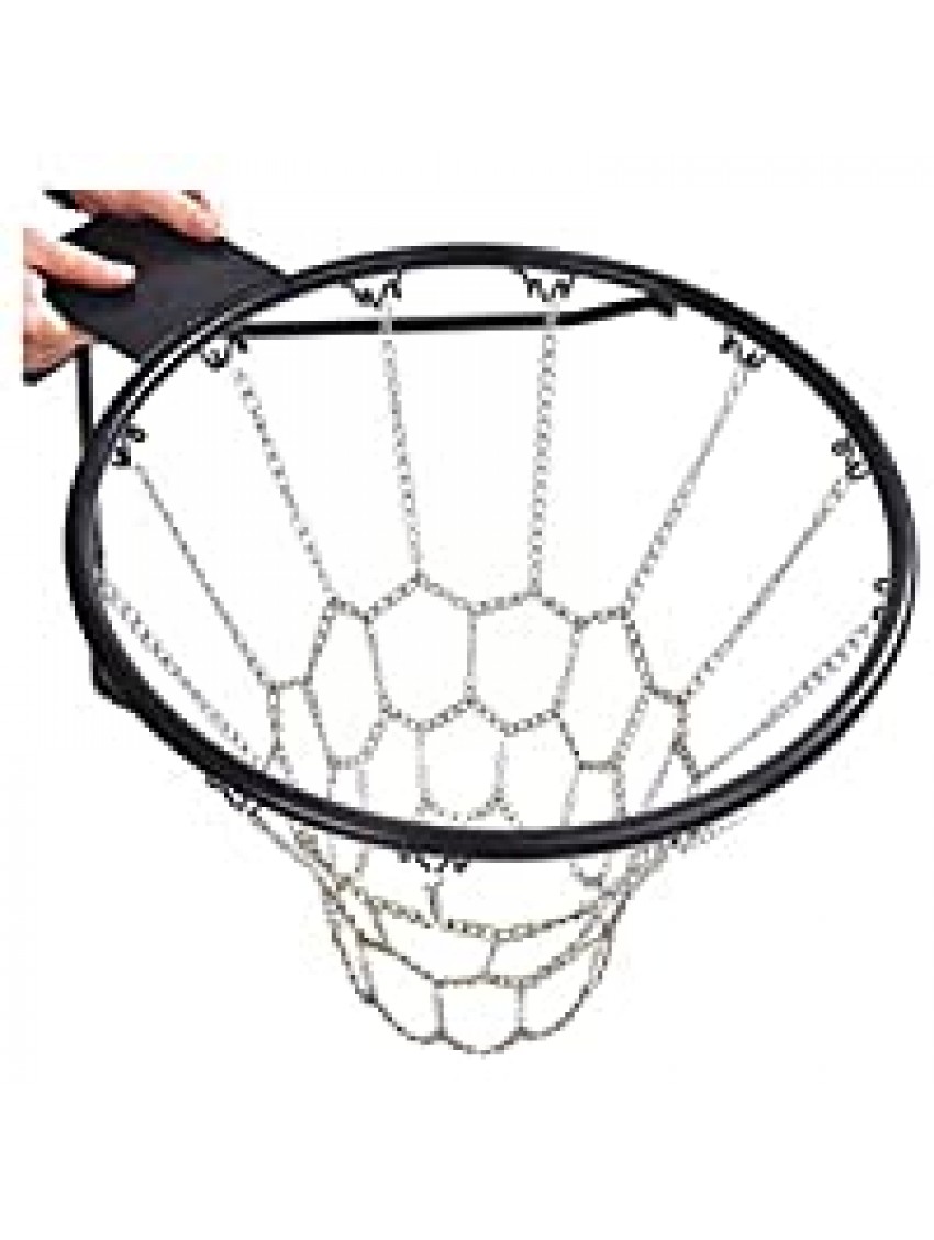 YIHOME Heavy Duty Galvanized Steel Chain Basketball Net Rust Proof 12 Hooks Standard Basketball Net Hoops for Outdoor Or Indoor Basketball Hoop Sports Goods Length 55cm