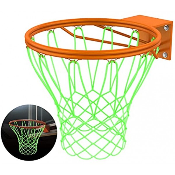 Yolev Outdoor Glow in The Dark Basketball Net Green Nylon Basketball Net for School Playgrounds and Sports Outdoor Courts