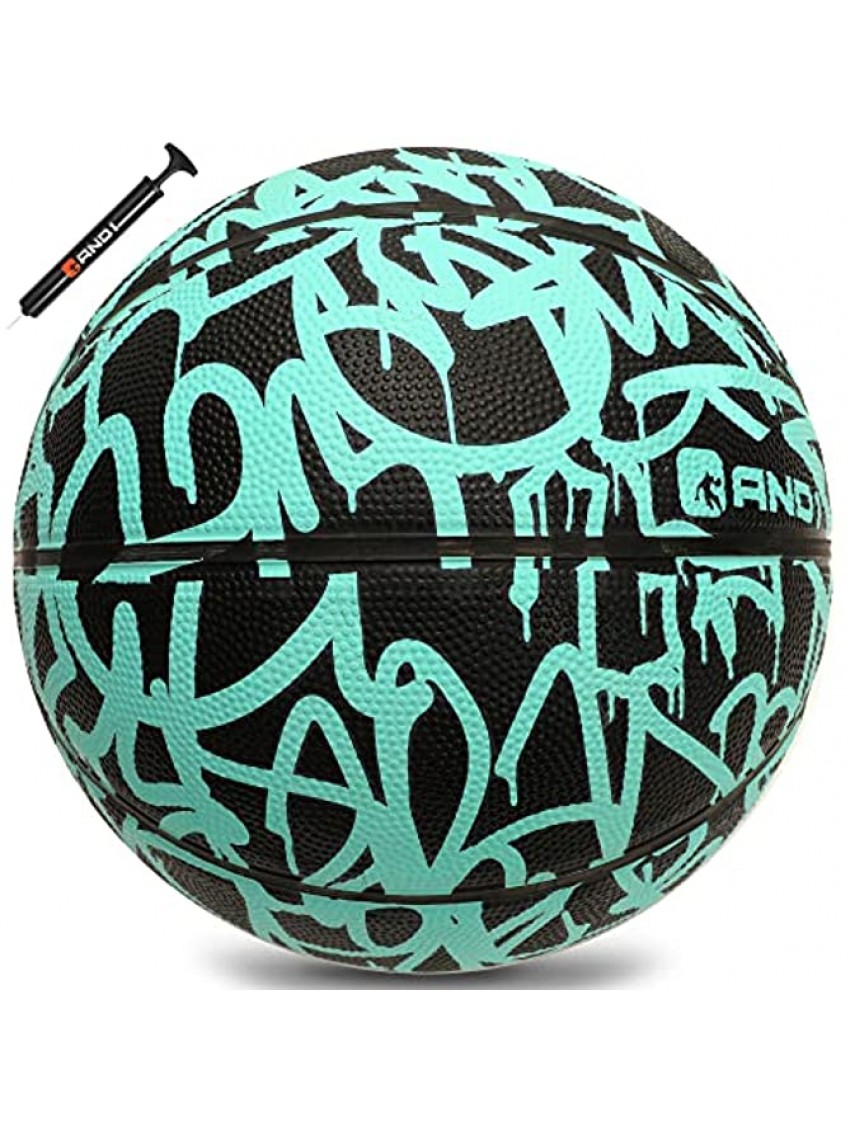 AND1 Fantom Rubber Basketball & Pump Graffiti Series- Official Size 7 29.5” Streetball Made for Indoor and Outdoor Basketball Games