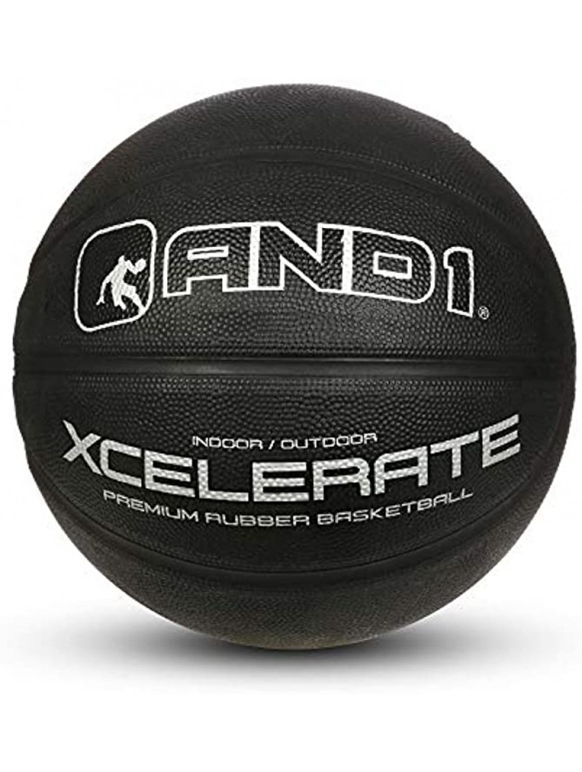 AND1 Xcelerate Rubber Basketball Inflated OR Deflated w Pump Included: Official Regulation Size 7 29.5” Streetball Made for Indoor and Outdoor Basketball Games