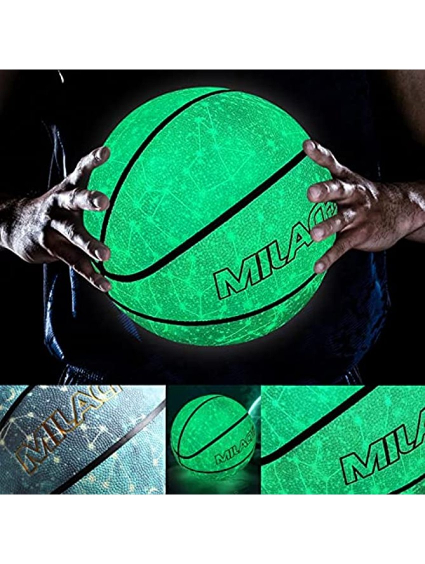 Basketball Glow in The Dark 29.5” MILACHIC Glowing Constellation Leather Basketball Light up Basketball Gift for Boys Girls Men Women Indoor-Outdoor Night Basketball