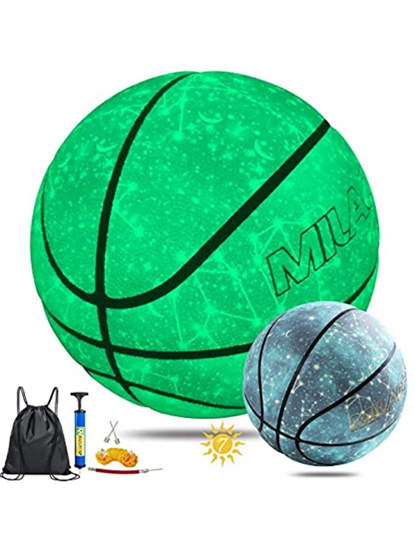 Basketball Glow in The Dark 29.5” MILACHIC Glowing Constellation Leather Basketball Light up Basketball Gift for Boys Girls Men Women Indoor-Outdoor Night Basketball