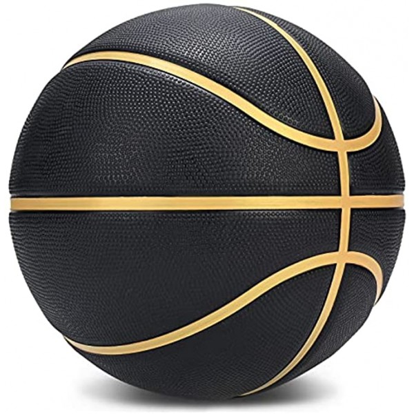 Dakapal Rubber Basketball Size 5 for Teens Adults Indoor Outdoor Basketballs for Game Gym Training Competition Sports Streetball Gift for Boys Girls Youth Black&Gold Deflated