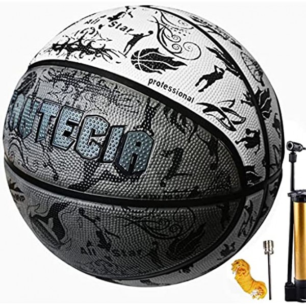 FANTECIA Street Basketball Size 7 with Pump, Indoor Outdoor Rubber Basketball Ball for Kids Adults
