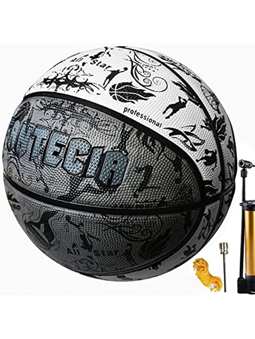 FANTECIA Street Basketball Size 7 with Pump, Indoor Outdoor Rubber Basketball Ball for Kids Adults