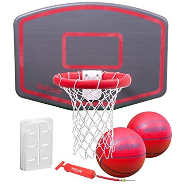 GoSports Wall Mounted Basketball Hoop – Indoor & Outdoor Hoop with Mounting Hardware Includes 2 Basketballs and Ball Pump
