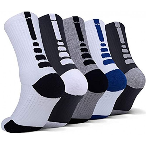 JHM Thick Protective Sport Cushion Elite Basketball Compression Athletic Socks 5 Pairs #5 Shoe Sizes 6-13