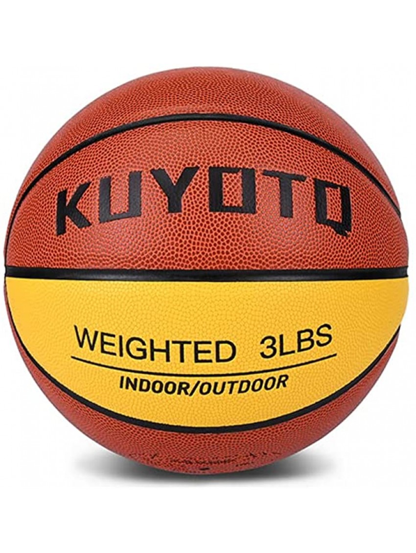 KUYOTQ 3lbs Weighted Basketball Composite Indoor Outdoor Heavy Trainer Basketball for Improving Ball Handling Dribbling Passing and Rebounding Skill | Official Size 29.5" deflated