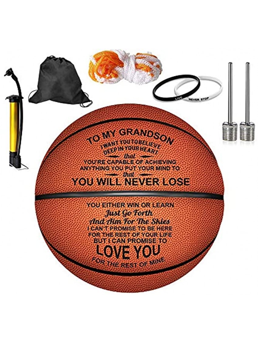 KWOOD Customized Basketballs for Men,Personalized Indoor Outdoor Game Leather Basketball,Engraved Best Gift for Son from Mom Dad