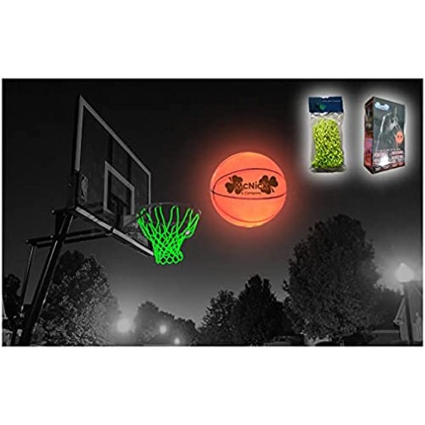 LED Glow in The Dark Basketball + NET Pre-Installed 100 Hour Battery Included Light up Basketball Net Hoop