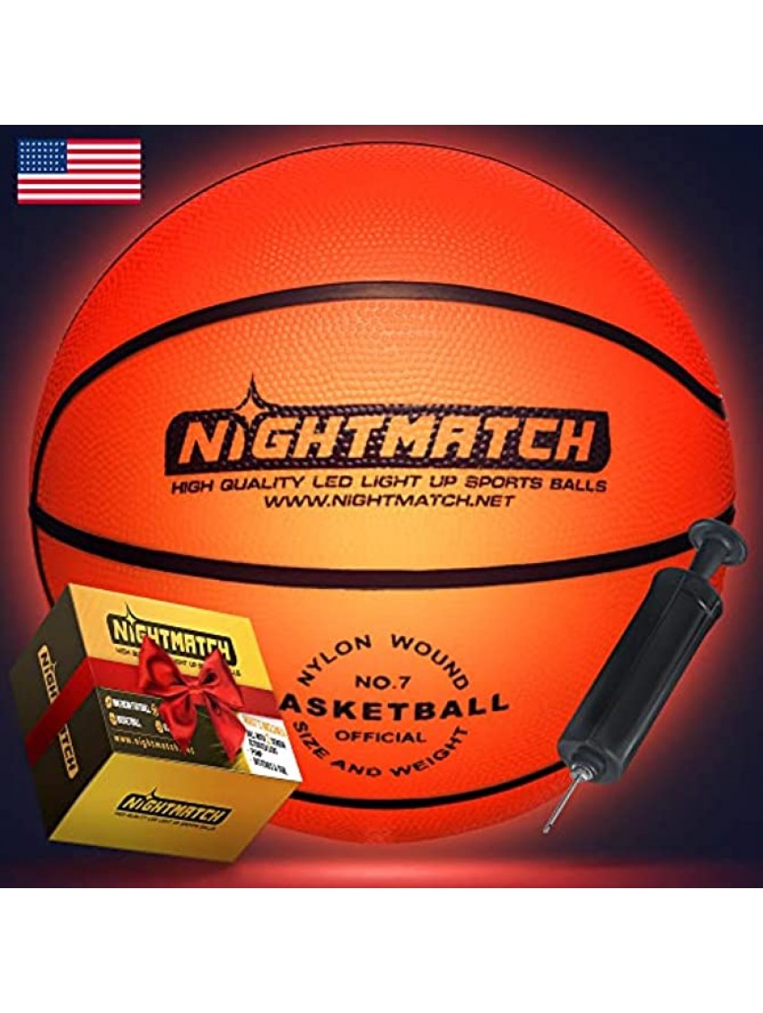 Light Up LED Basketball Official Size 7 Extra Pump and Batteries Glow in The Dark Basketball with Spare Batteries Glow Basketball with 2 Bright LEDs for Teen Boys and Girls