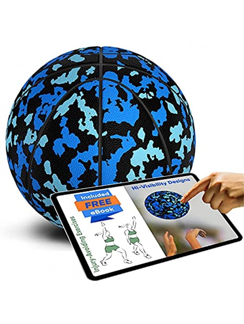 Millenti Street-Wise Camo Basketball Balls Stand Out Colorful Camouflage Basketballs for Men Women Youth Kids Cool Outdoor-Indoor Street Basketball 29.5 Size 7 28.5 Size 6 27.5 Size 5