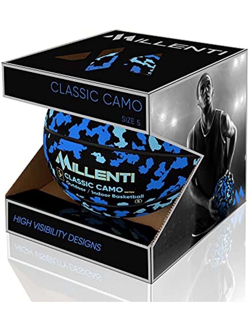Millenti Street-Wise Camo Basketball Balls Stand Out Colorful Camouflage Basketballs for Men Women Youth Kids Cool Outdoor-Indoor Street Basketball 29.5 Size 7 28.5 Size 6 27.5 Size 5