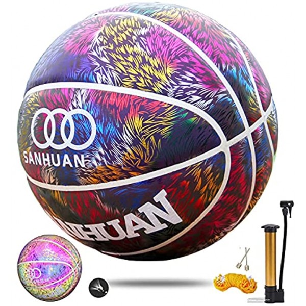 SUNSEAMS Women's Basketball Size 6 7 College Basketball Colorful Street Basketball 28.5" with Pump for Indoor and Outdoor for Women Girls Boys and Youth – Official Size and Weight