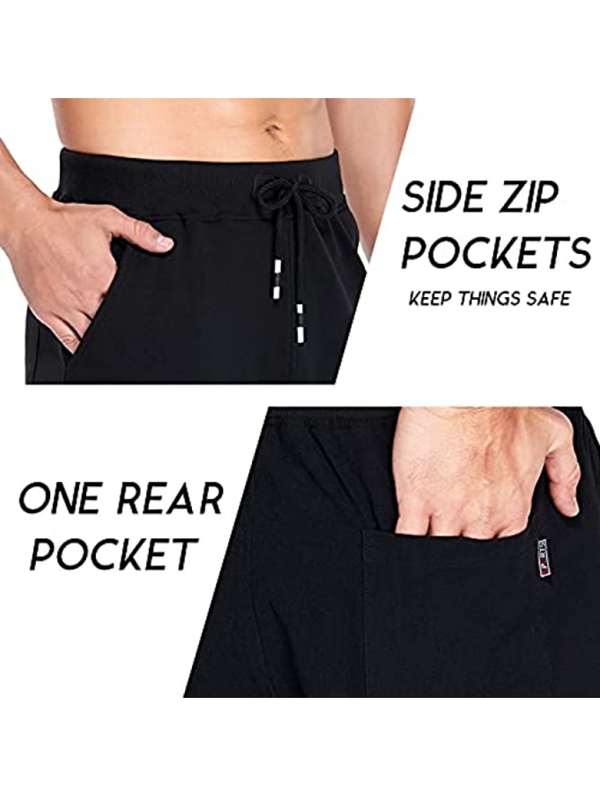 Boyzn Men's 2 Pack Casual Shorts Comfortable Cotton Workout Shorts Elastic Waist Running Shorts with Zipper Pockets