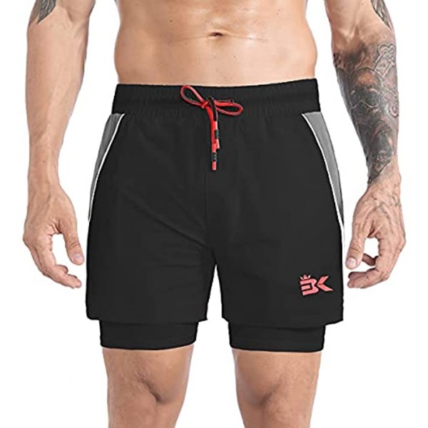 BROKIG Men's 5" Gym Bodybuilding Shorts Running Workout Lightweight Shorts Elastic Waistband with Pockets