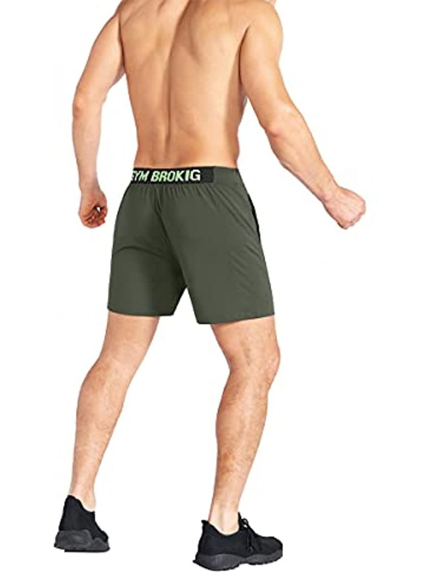 BROKIG Men's Lightweight Gym Shorts,Bodybuilding Quick Dry Running Athletic Workout Shorts for Men with Pockets