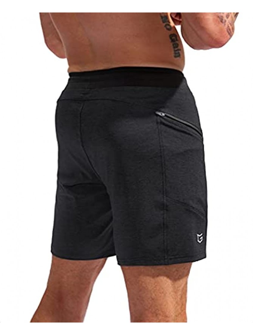 G Gradual Men's 7 Athletic Gym Shorts Quick Dry Workout Running Shorts with Zipper Pockets