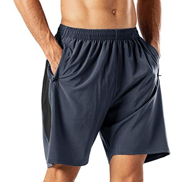 HMIYA Men's Casual Sports Quick Dry Workout Running or Gym Training Short with Zipper Pockets