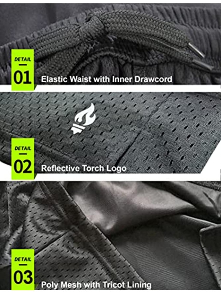 Liberty Pro 5-Pack Men's 9 Athletic Mesh Shorts with Pockets Tech Tricot Lining Quick Dry Performance Activewear