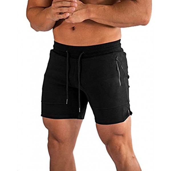 PIDOGYM Men's 5" Gym Workout Shorts,Fitted Jogging Short Pants for Bodybuilding Running Training with Zipper Pockets
