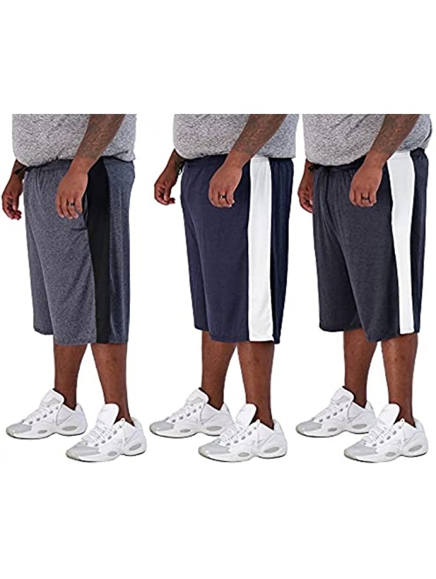 Real Essentials Men's Big & Tall 3-Pack Dry Fit & Mesh Active Athletic Perfomance Shorts 3X-5X