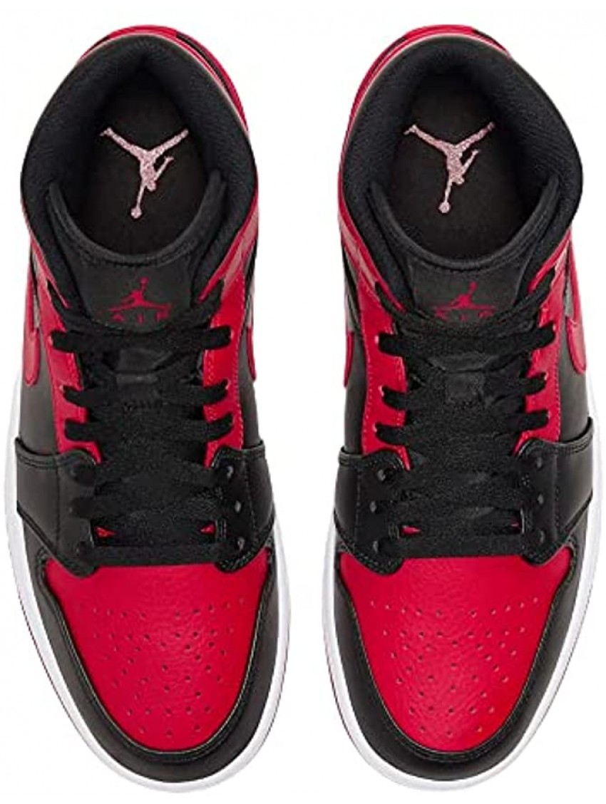 Nike Men's Air Jordan 1 Mid Banned 2020 Black University Red Black WHI 8.5